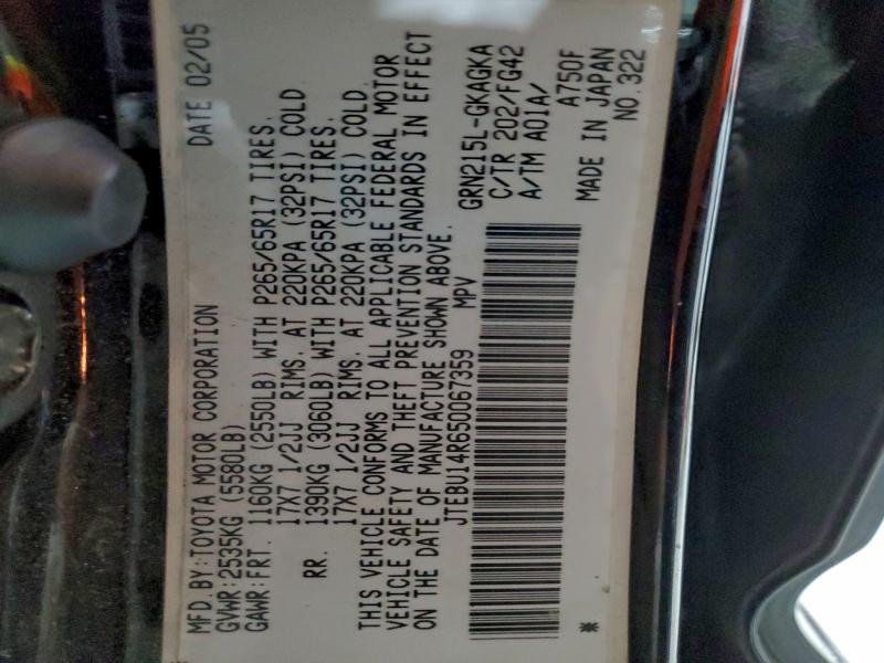 2005 TOYOTA 4RUNNER SR #3317760113