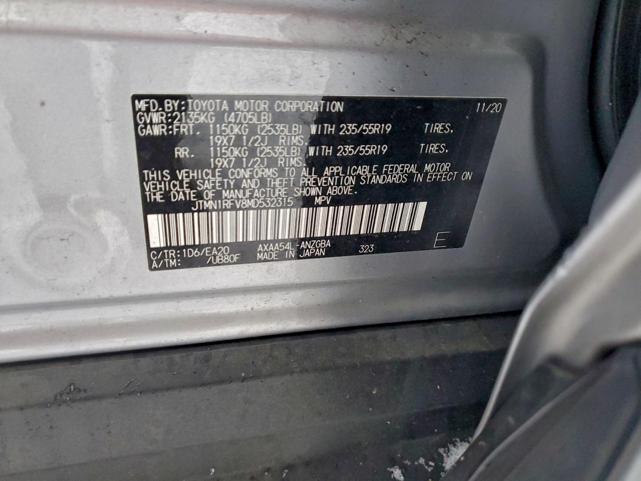 Lot #3315907087 2021 TOYOTA RAV4 LIMIT