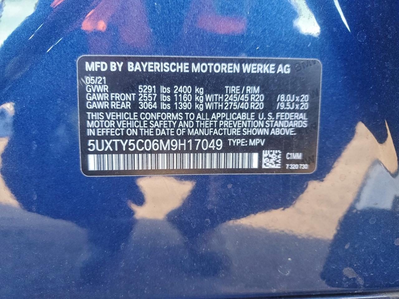 Lot #3310318033 2021 BMW X3 XDRIVE3