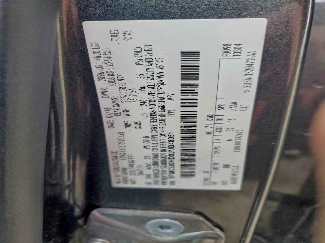 Lot #3311581758 2018 FORD ESCAPE SEL