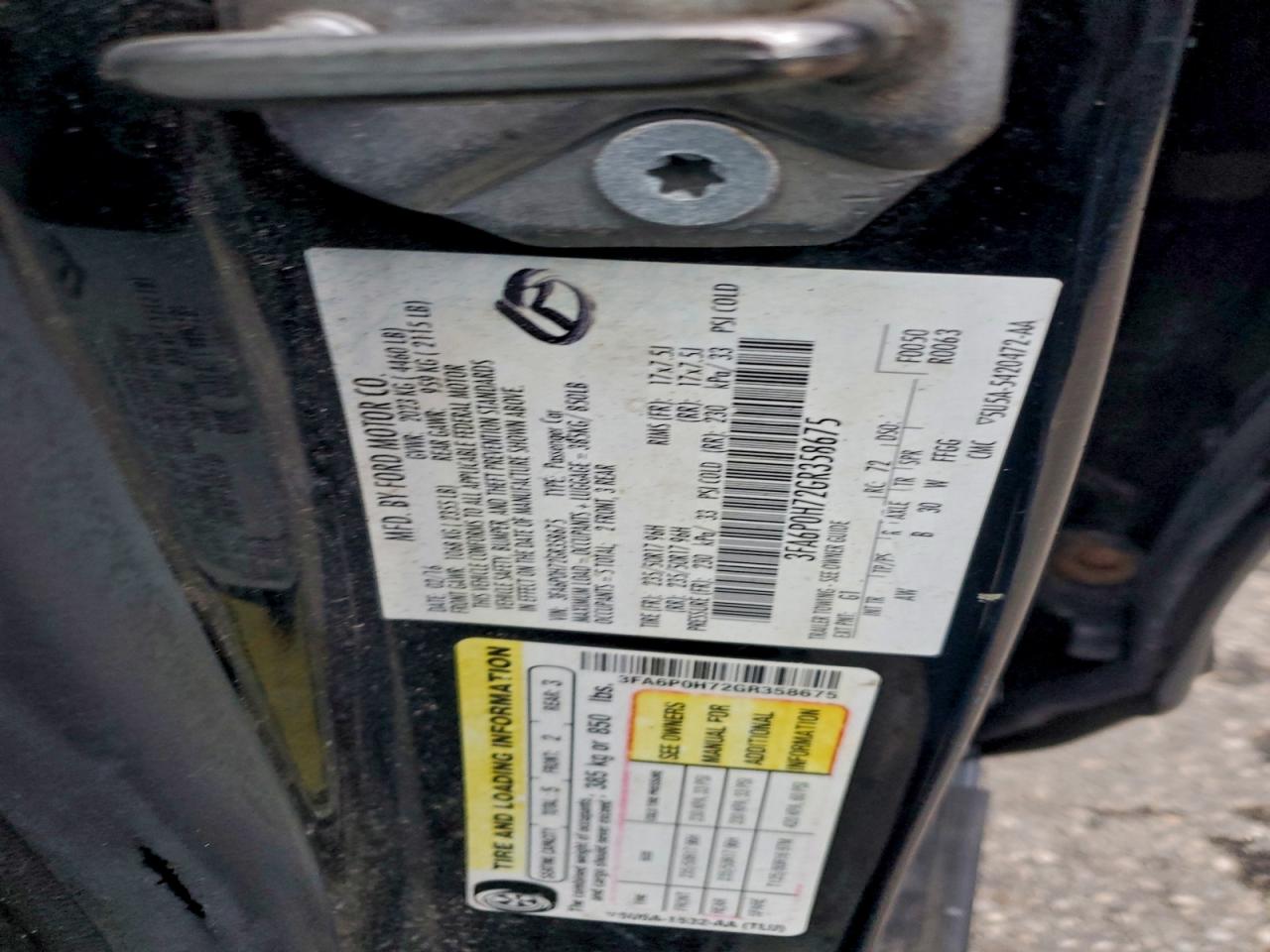 Lot #3302736081 2016 FORD FUSION SE