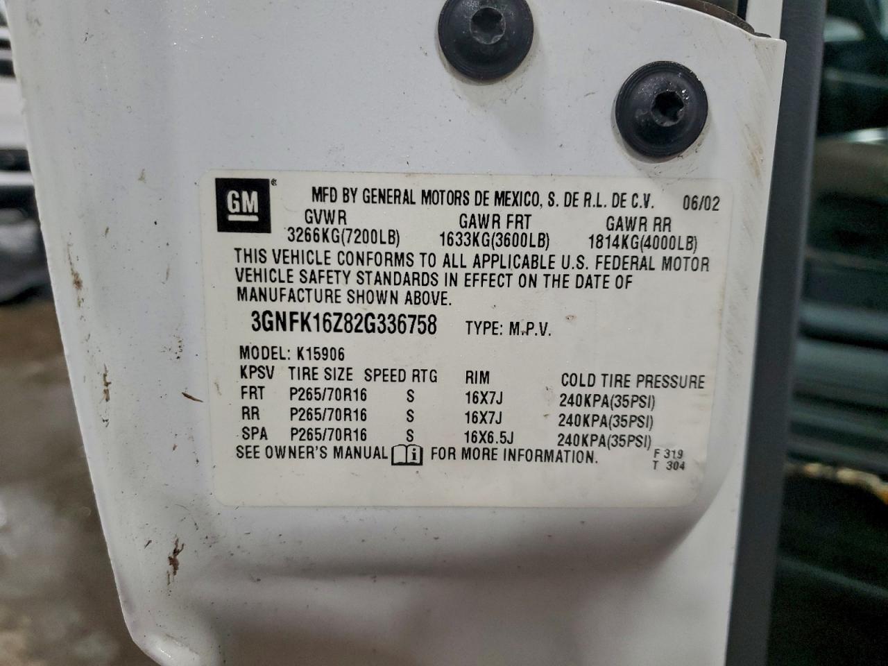 Lot #3311670242 2002 CHEVROLET SUBURBAN K