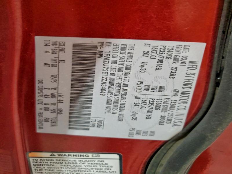 2002 FORD EXPLORER X #3305372302