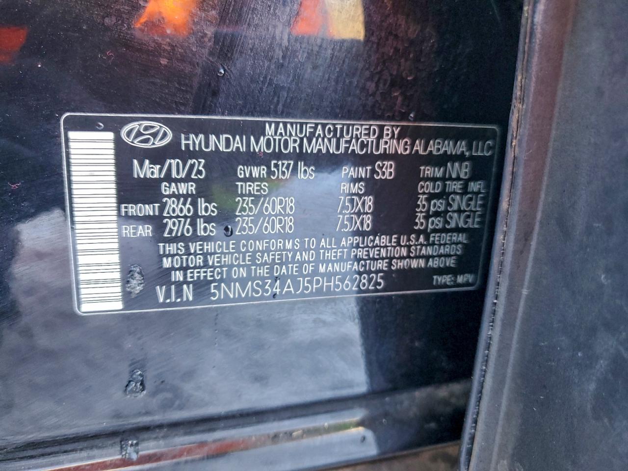 Lot #3304539443 2023 HYUNDAI SANTA FE S