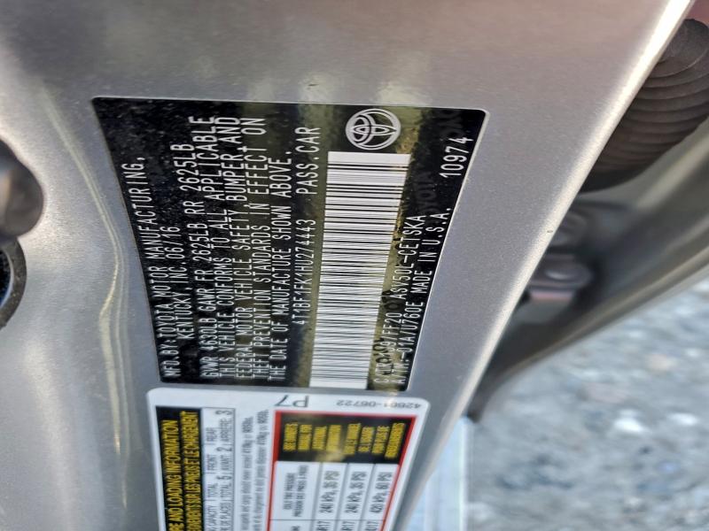 2017 TOYOTA CAMRY LE #3308304160