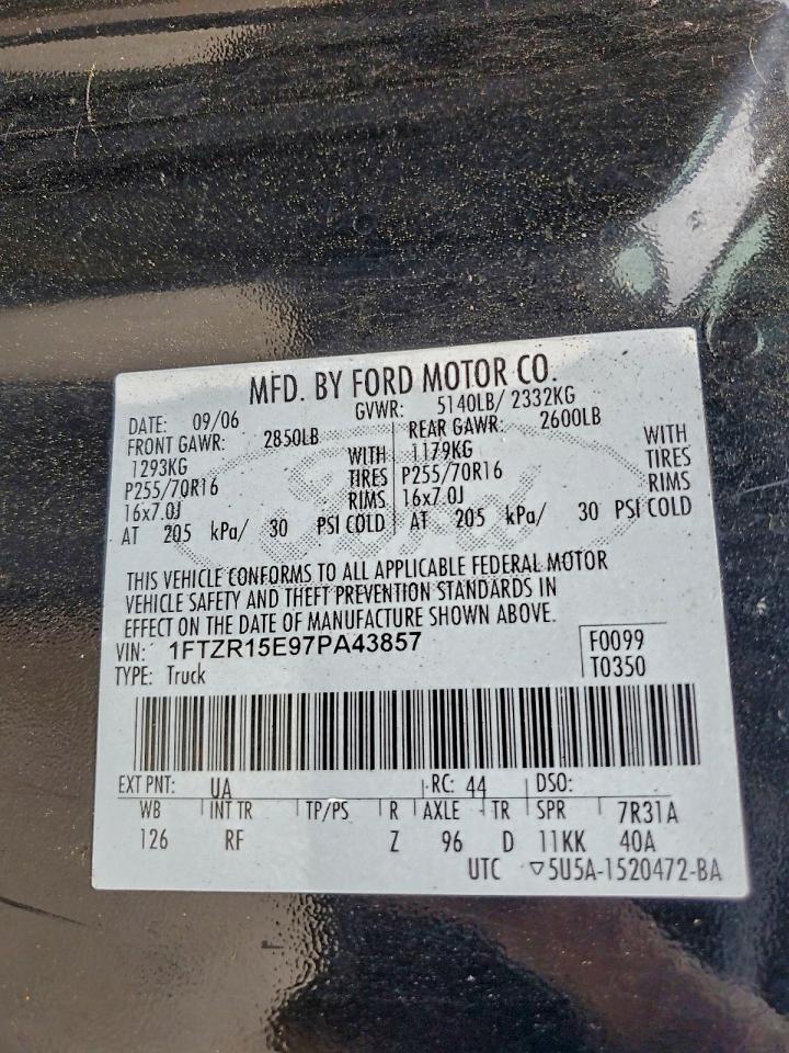 Lot #3305260017 2007 FORD RANGER SUP