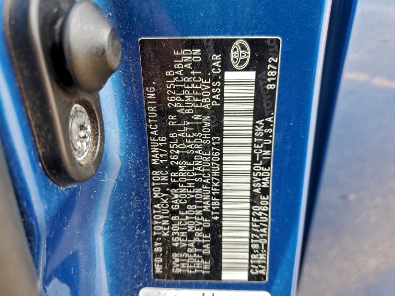 2017 TOYOTA CAMRY LE #3317034037