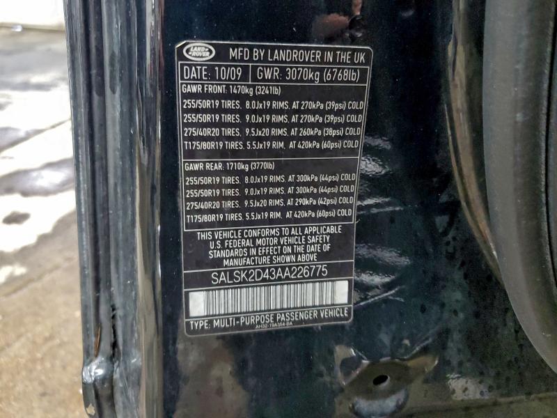 2010 LAND ROVER RANGE ROVE #3312594172