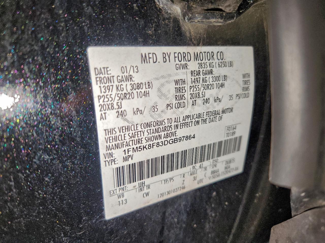 Lot #3316848661 2013 FORD EXPLORER L