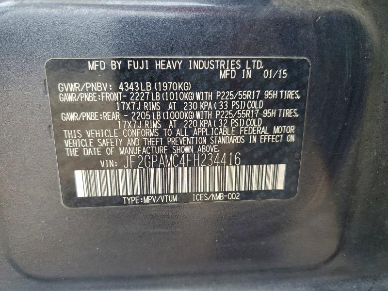 2015 SUBARU XV CROSSTR #3304542445