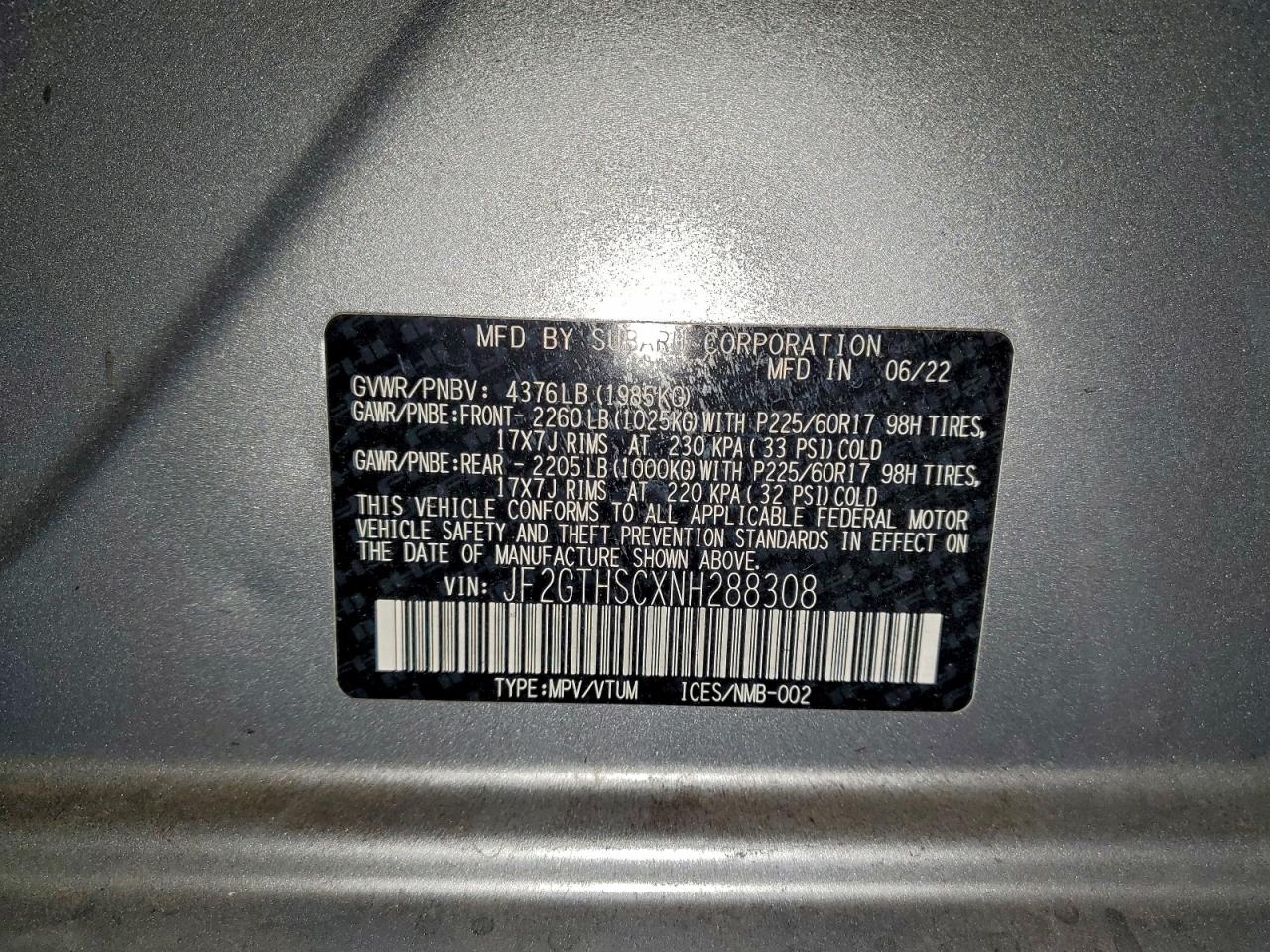 Lot #3317154994 2022 SUBARU CROSSTREK