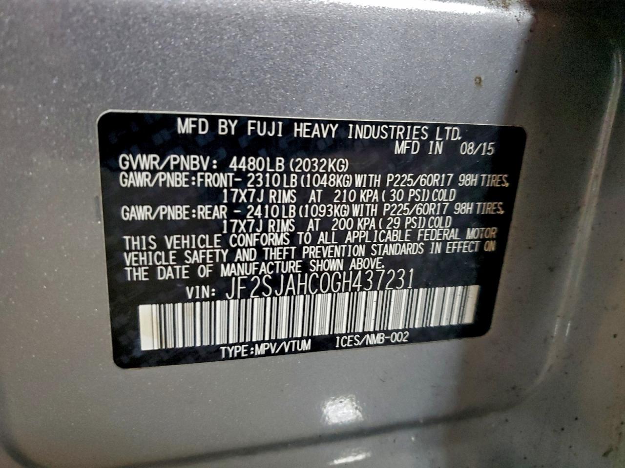 Lot #3311722248 2016 SUBARU FORESTER 2