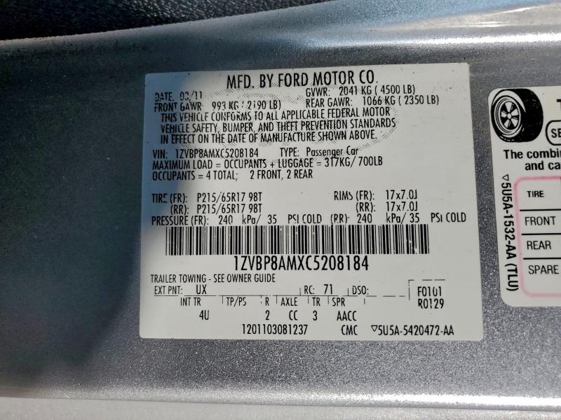 2012 FORD MUSTANG #3312613192