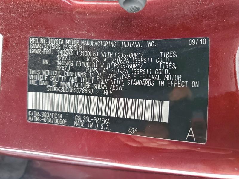 2011 TOYOTA SIENNA LE #3302653087