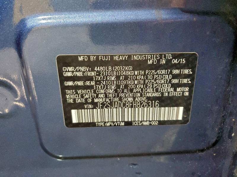 2015 SUBARU FORESTER 2 #3316722465