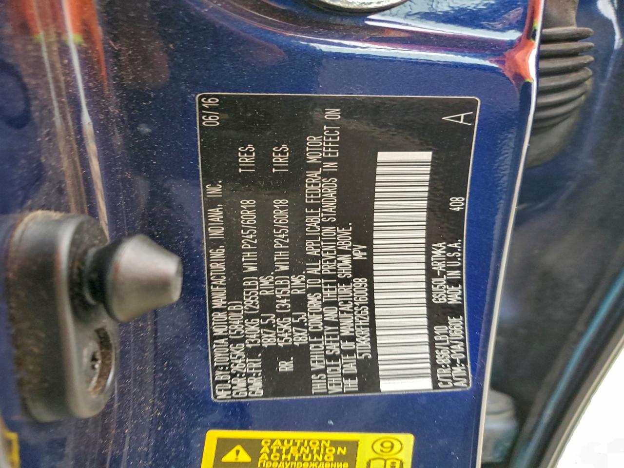 Lot #3311873187 2016 TOYOTA HIGHLANDER