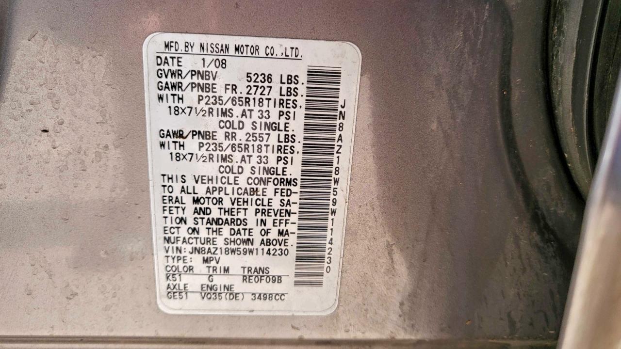 Lot #3305319342 2009 NISSAN MURANO S