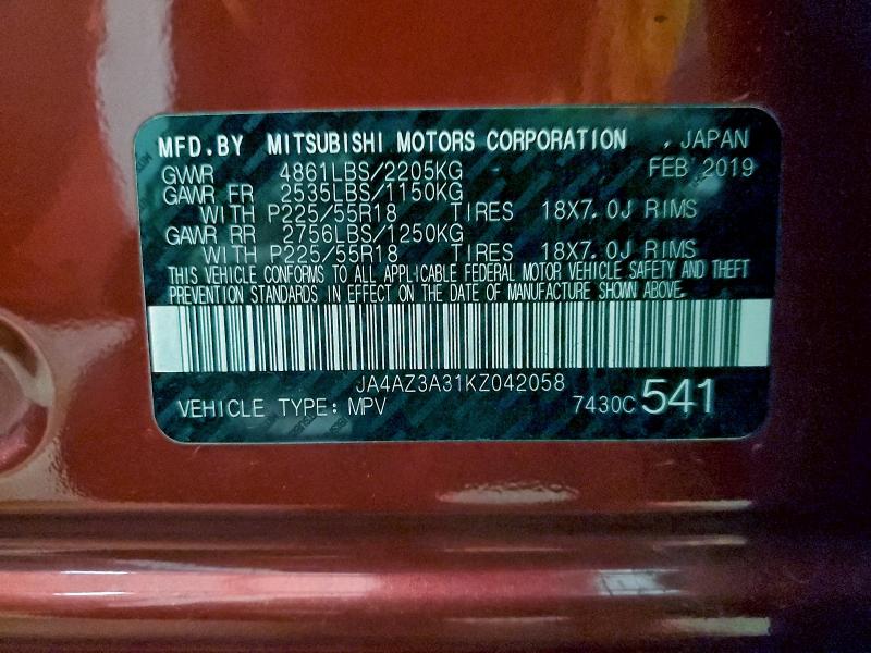 2019 MITSUBISHI OUTLANDER #3310417009