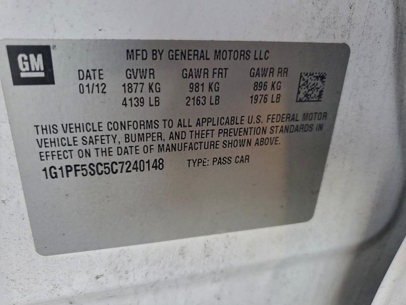 2012 CHEVROLET CRUZE LT #3304670972