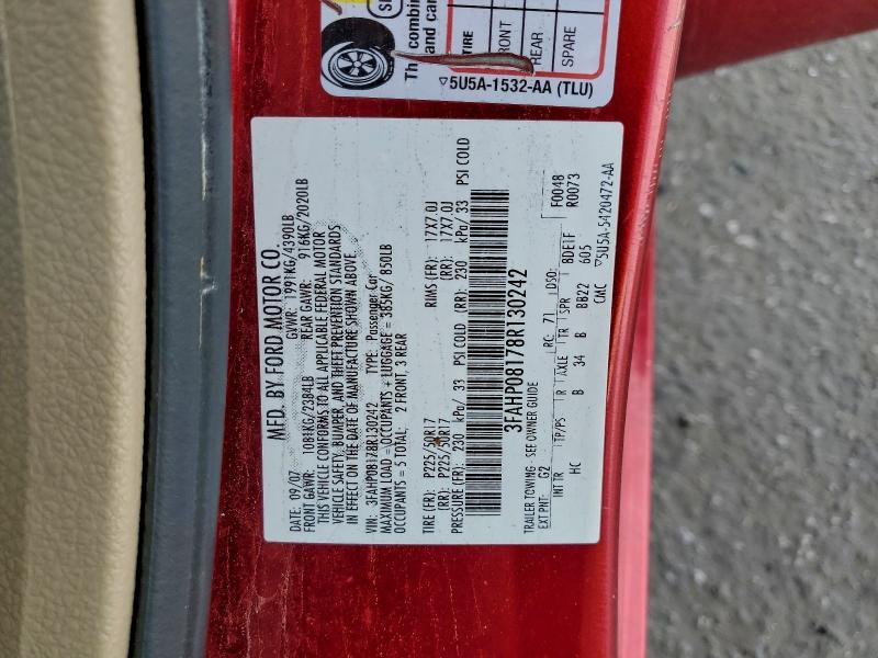 2008 FORD FUSION SEL #3316860161