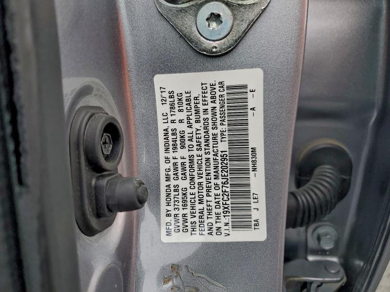 2018 HONDA CIVIC EX #3301933518