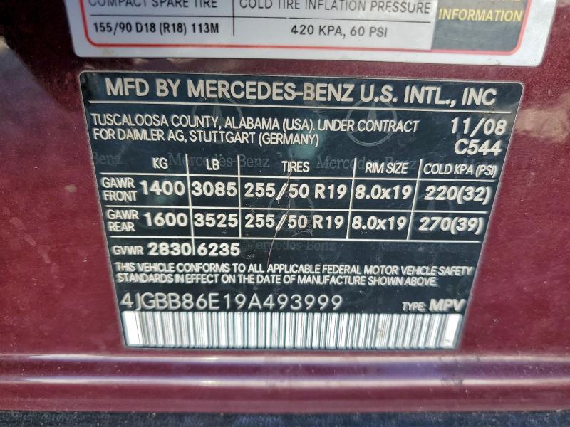 2009 MERCEDES-BENZ ML 350 #3308436275