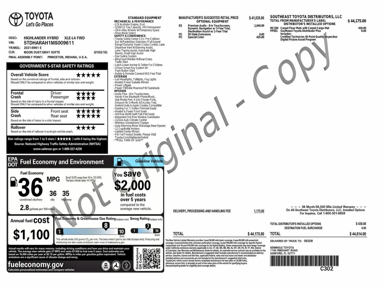 TOYOTA HIGHLANDER HYBRID XLE