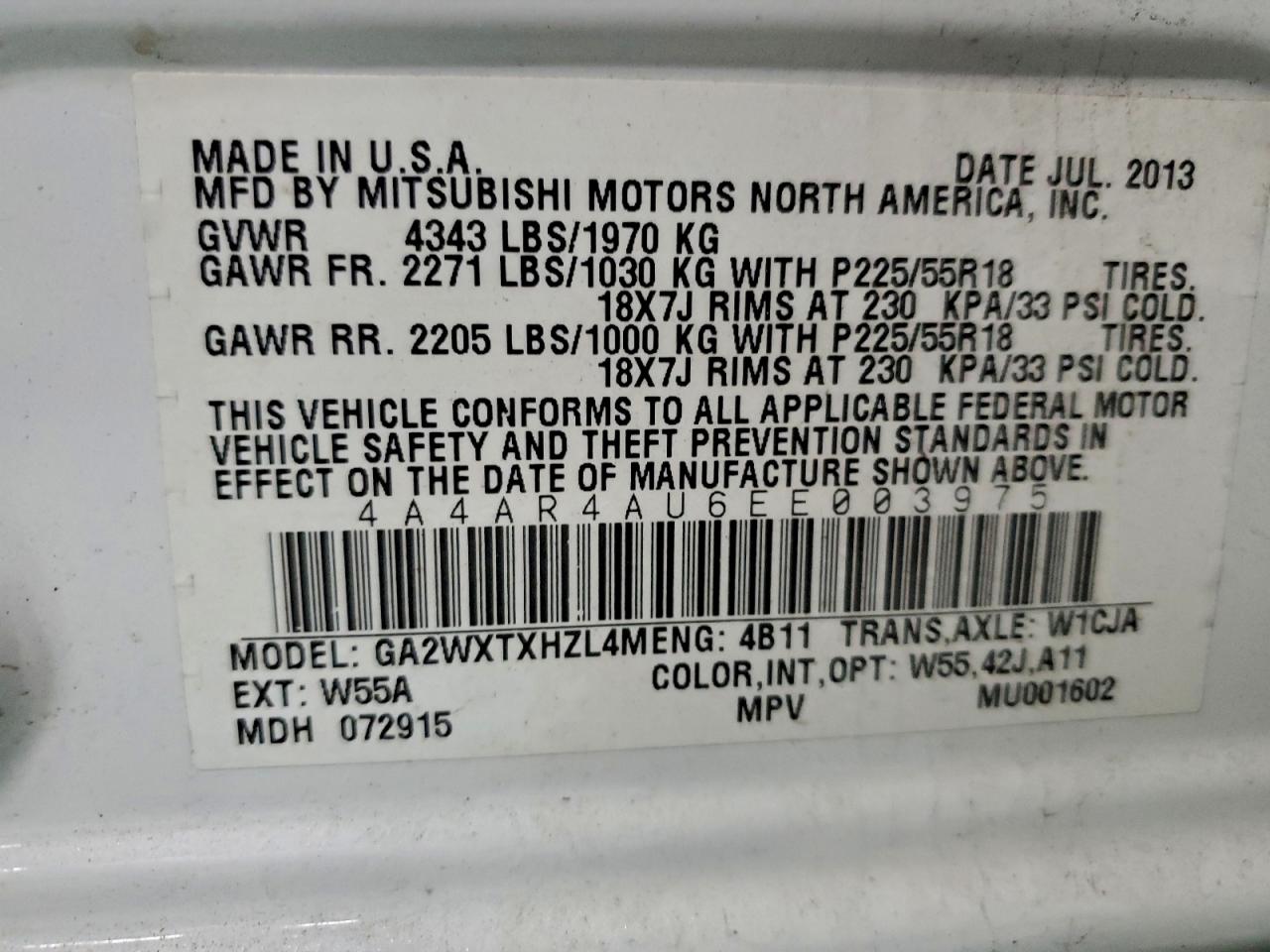 MITSUBISHI OUTLANDER SE