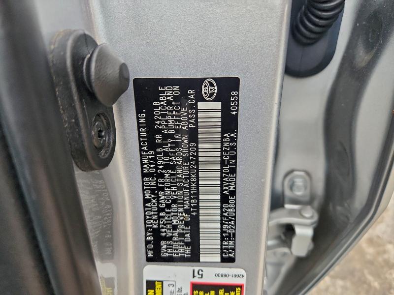 2019 TOYOTA CAMRY L #3304509468
