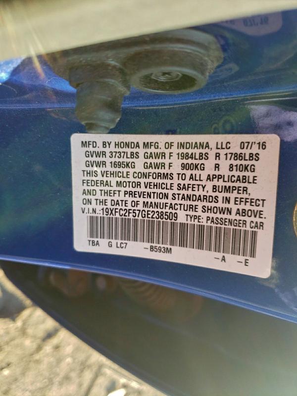 2016 HONDA CIVIC LX #3312266829