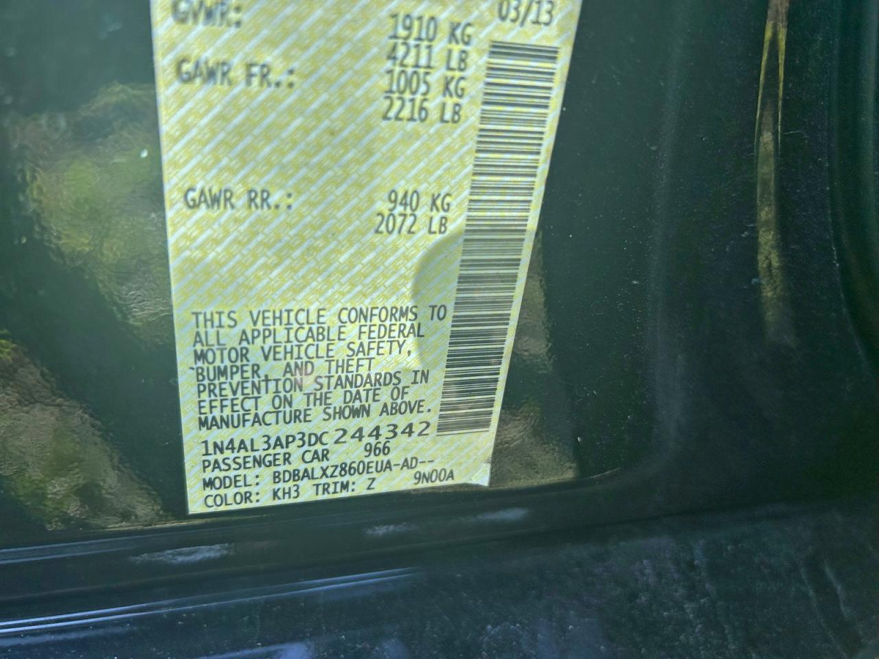 Lot #3305325357 2013 NISSAN ALTIMA 2.5