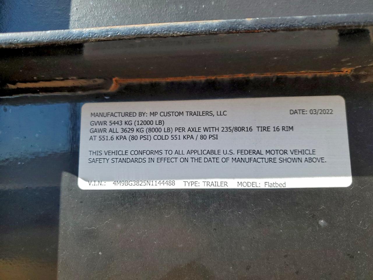 Lot #3317806090 2022 MP CUSTOMS UNKNOWN