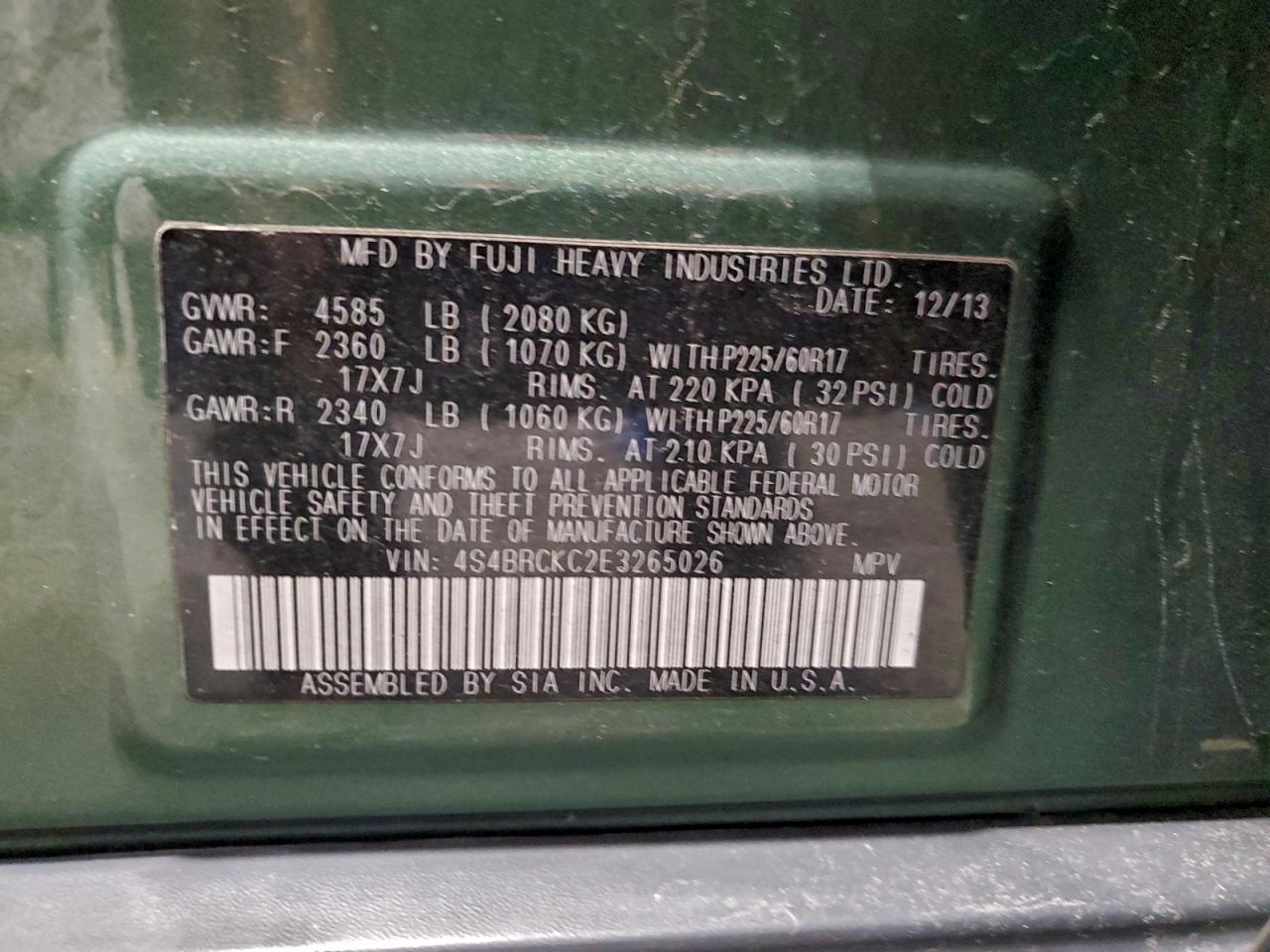 SUBARU OUTBACK 2.5I LIMITED