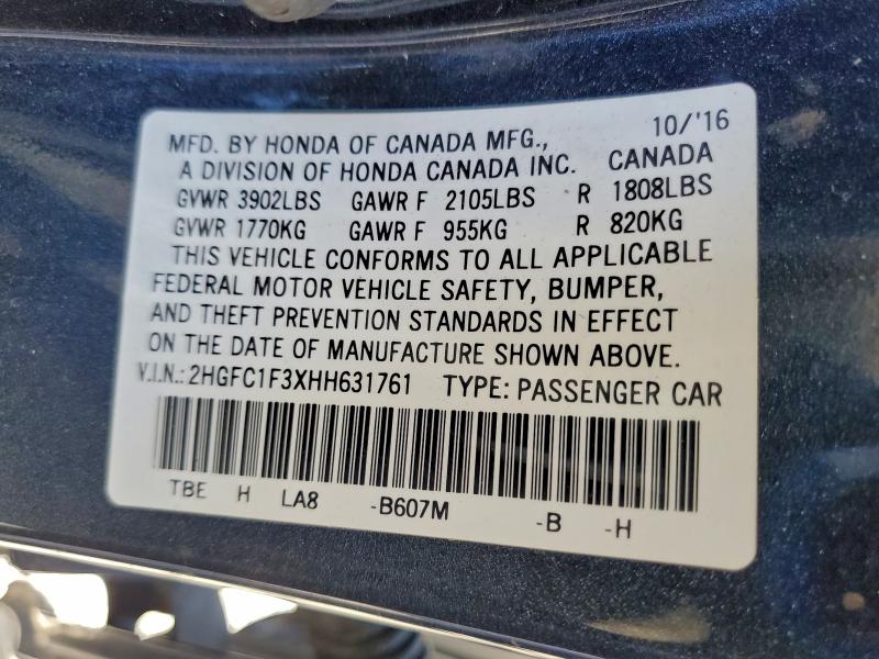 2017 HONDA CIVIC EX #3302891894