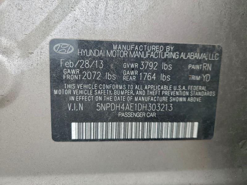 2013 HYUNDAI ELANTRA GL #3308408336