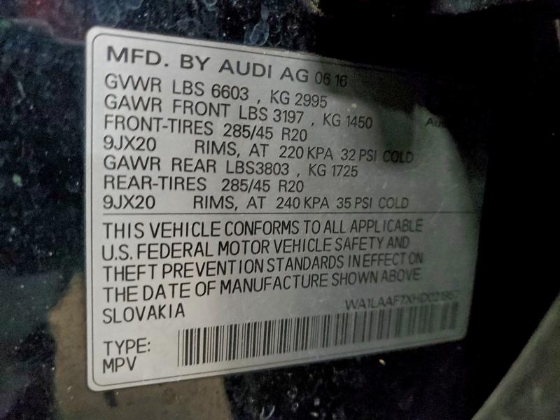 2017 AUDI Q7 PREMIUM #3309630053