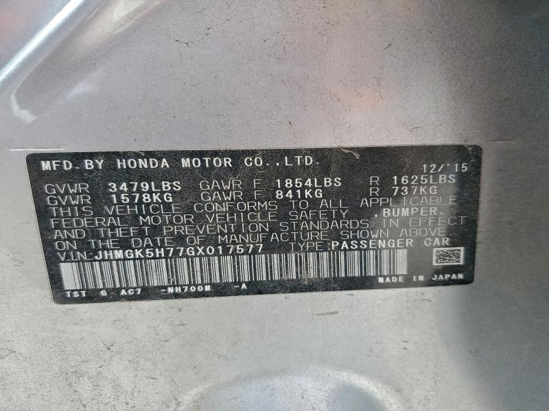2016 HONDA FIT EX #3316190972