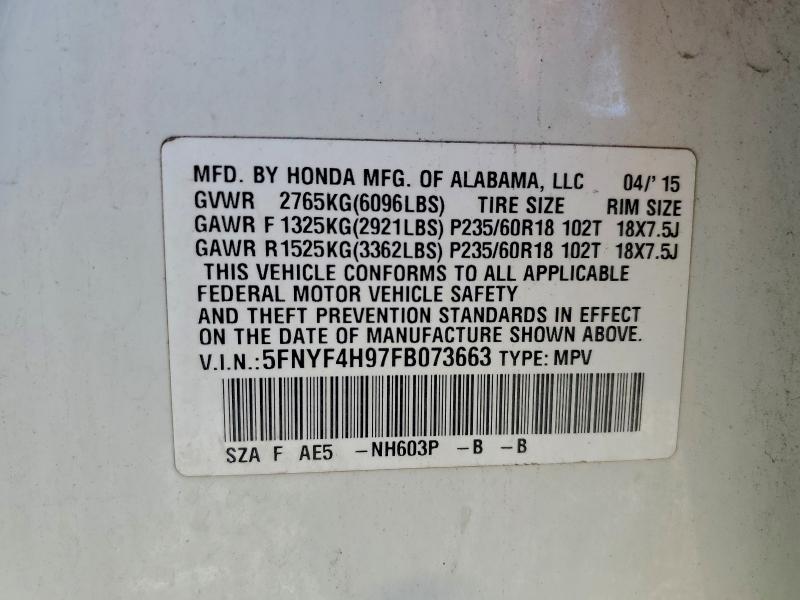 2015 HONDA PILOT TOUR #3308414279