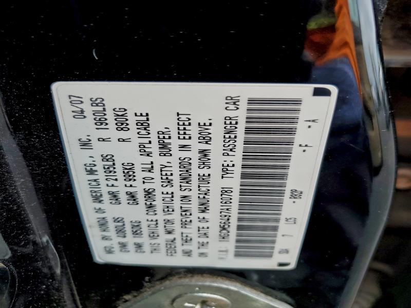 2007 HONDA ACCORD LX #3304875568