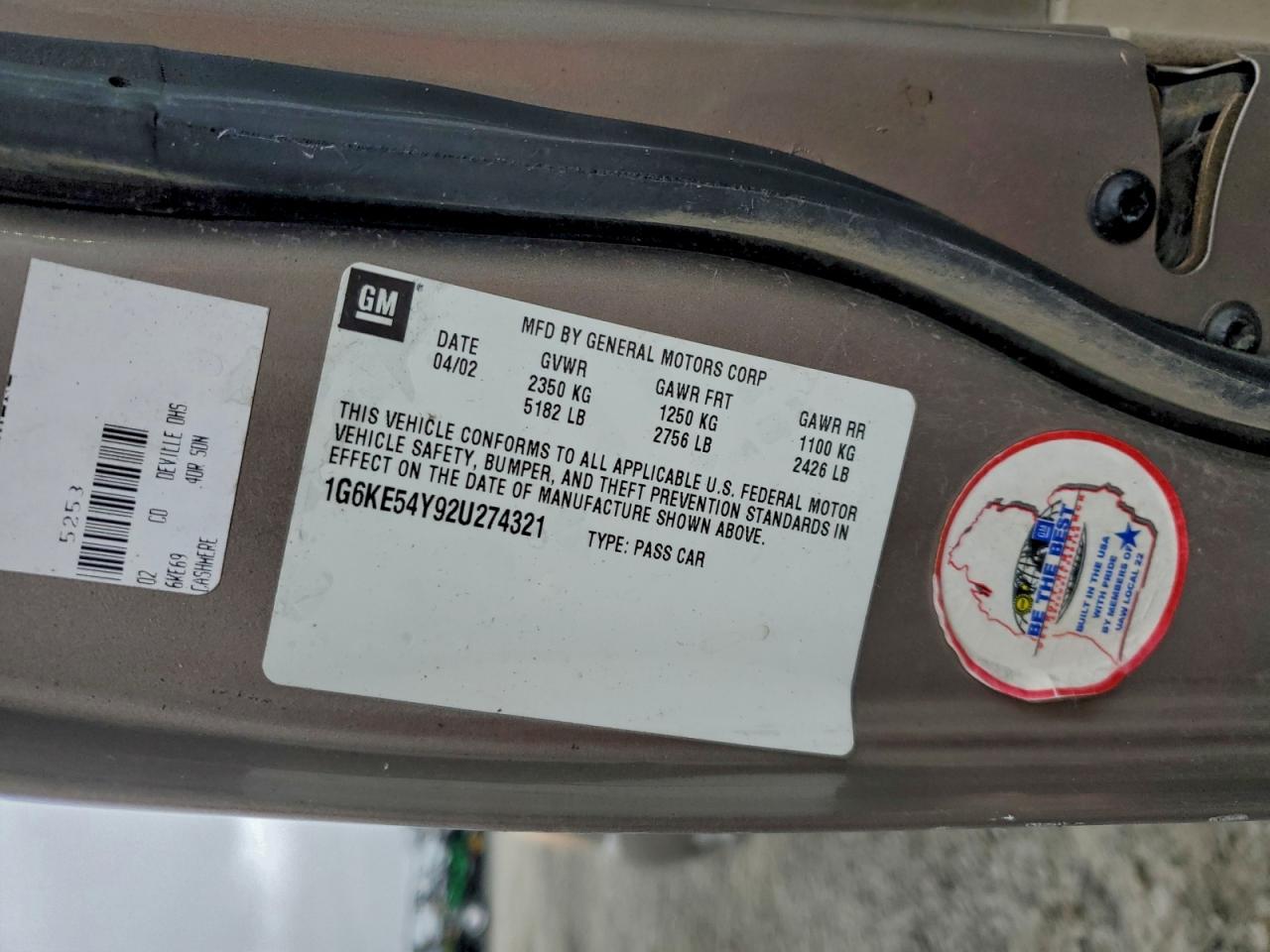 Lot #3304104503 2002 CADILLAC DEVILLE DH