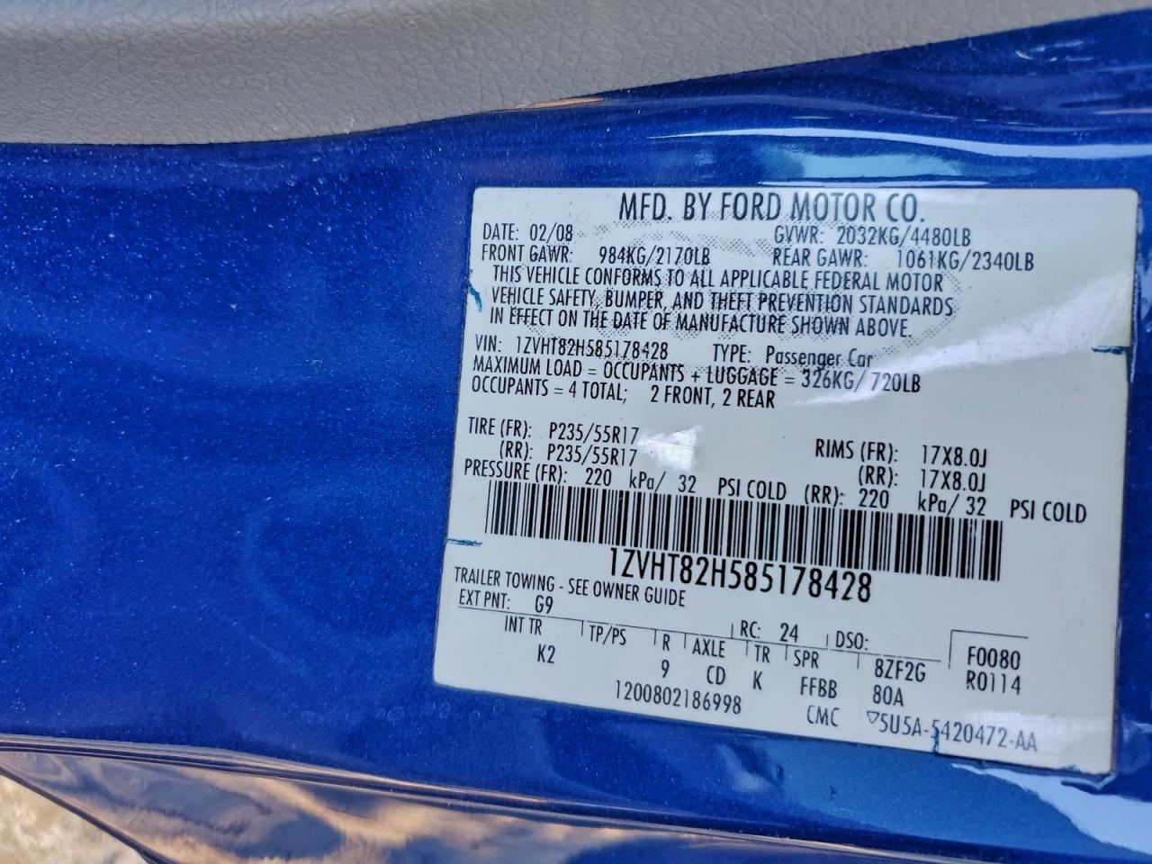 Lot #3315956142 2008 FORD MUSTANG GT