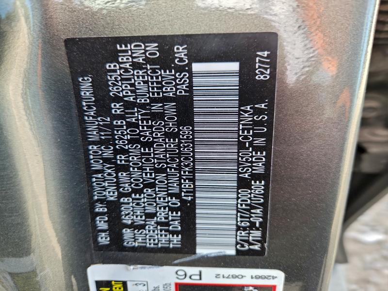 2012 TOYOTA CAMRY BASE #3309353993