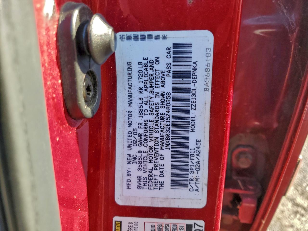 Lot #3304610480 2005 TOYOTA COROLLA CE