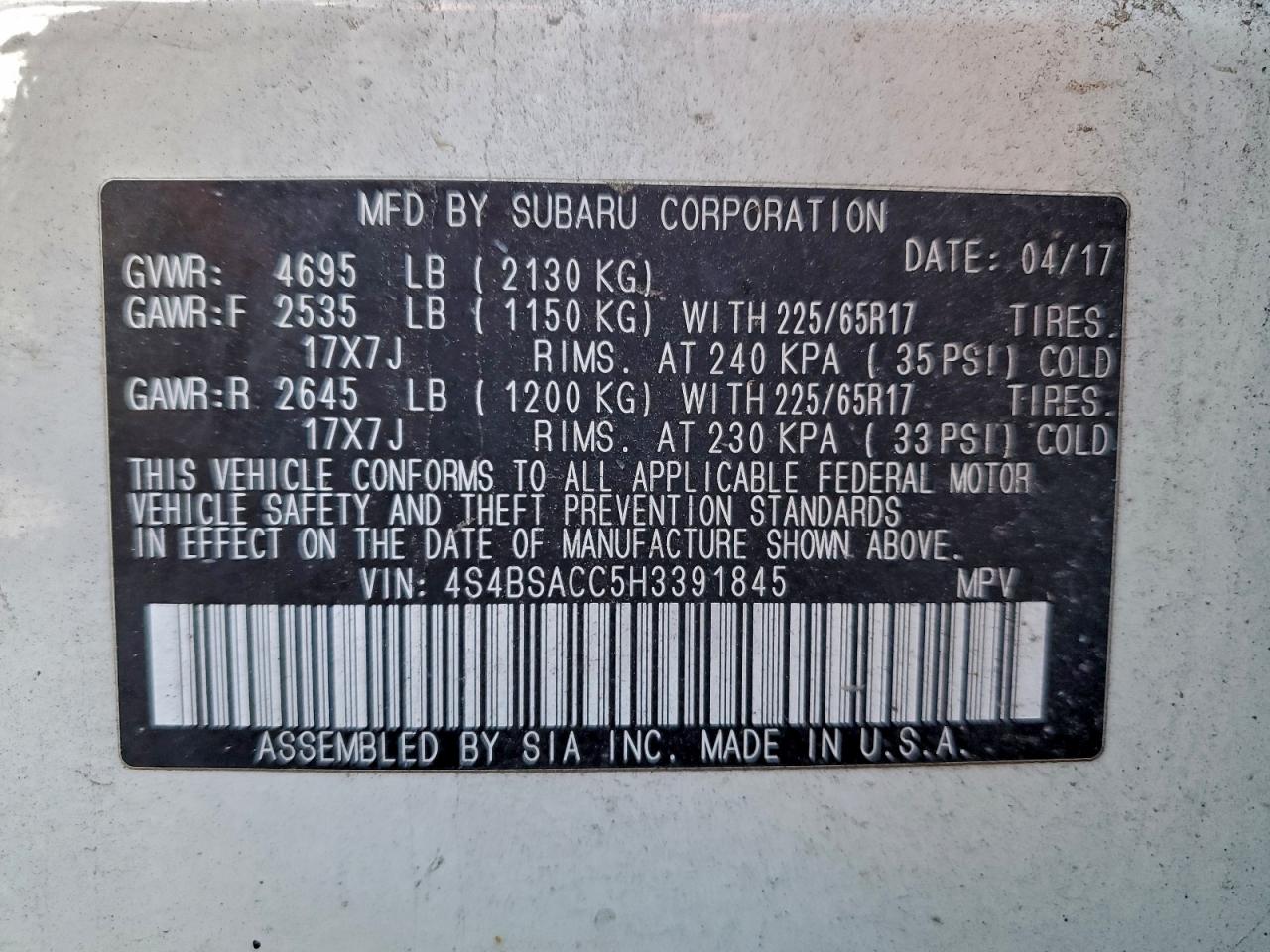 SUBARU OUTBACK 2.5I PREMIUM