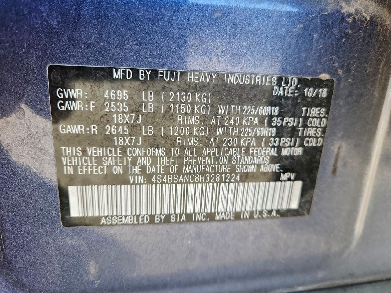 SUBARU OUTBACK 2.5I LIMITED