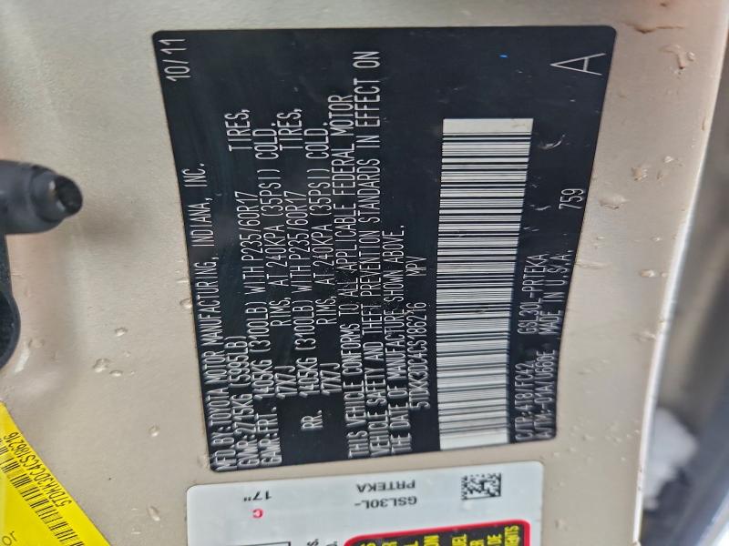 2012 TOYOTA SIENNA #3310453349