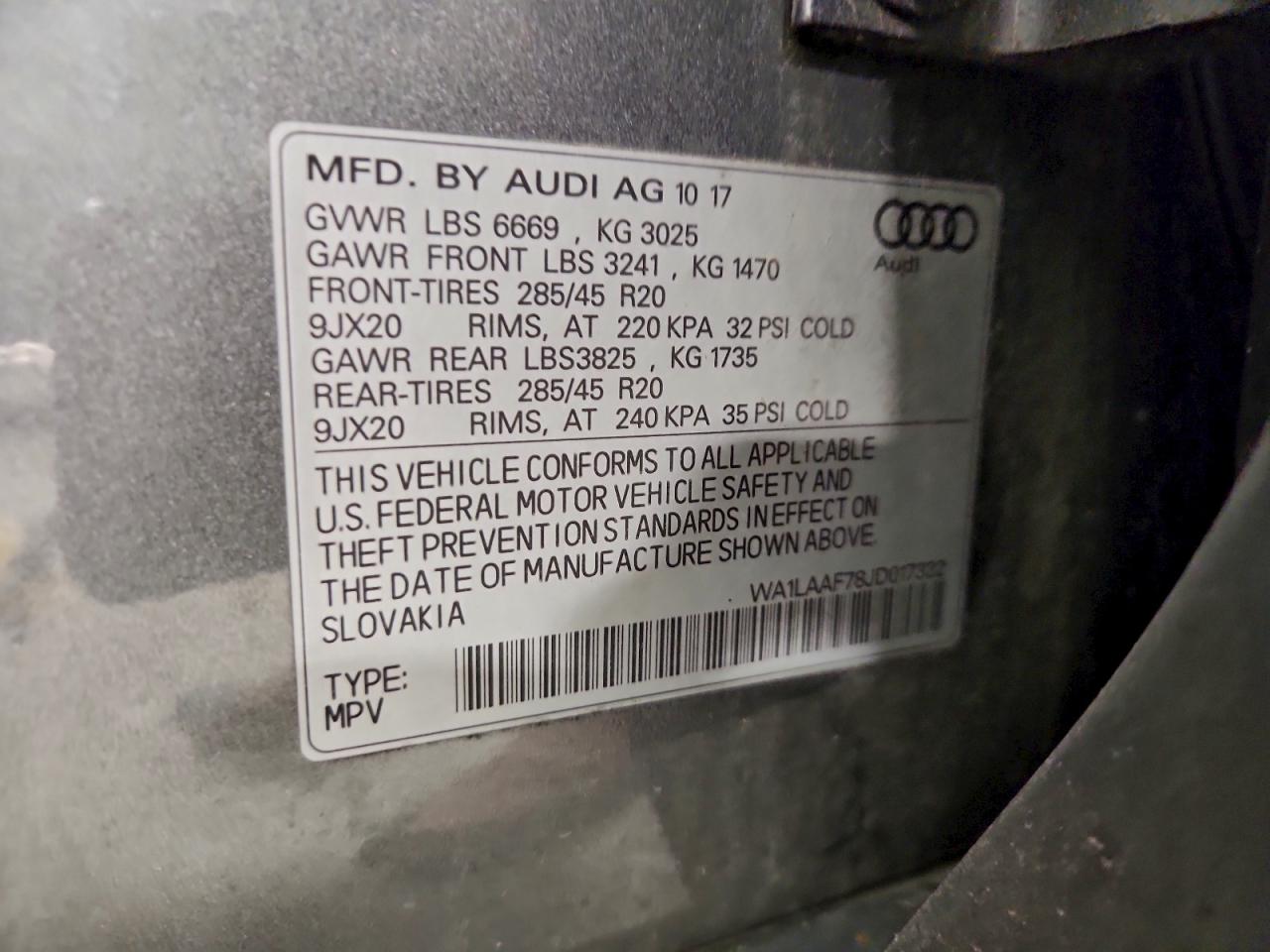 Lot #3313035795 2018 AUDI Q7 PREMIUM