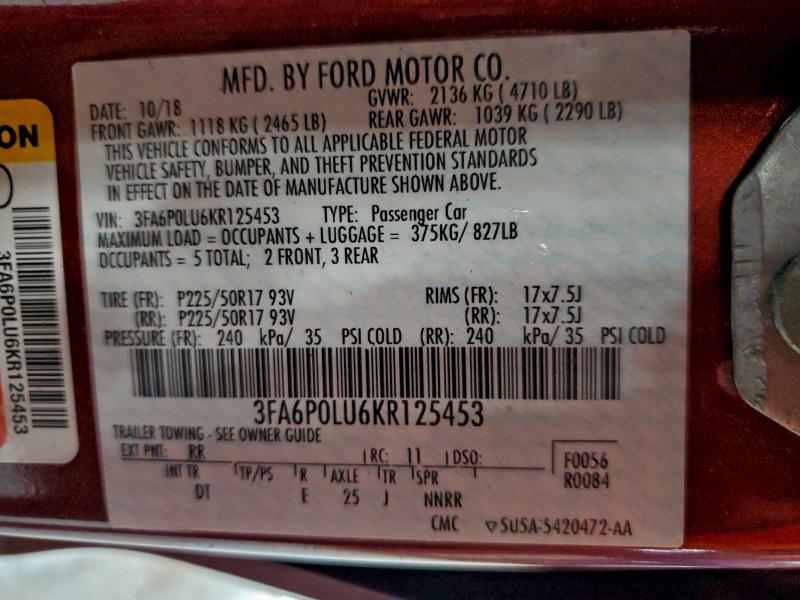 2019 FORD FUSION SE #3304002664