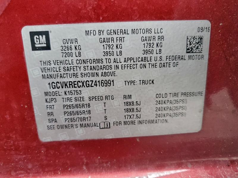 2016 CHEVROLET SILVERADO #3304596460