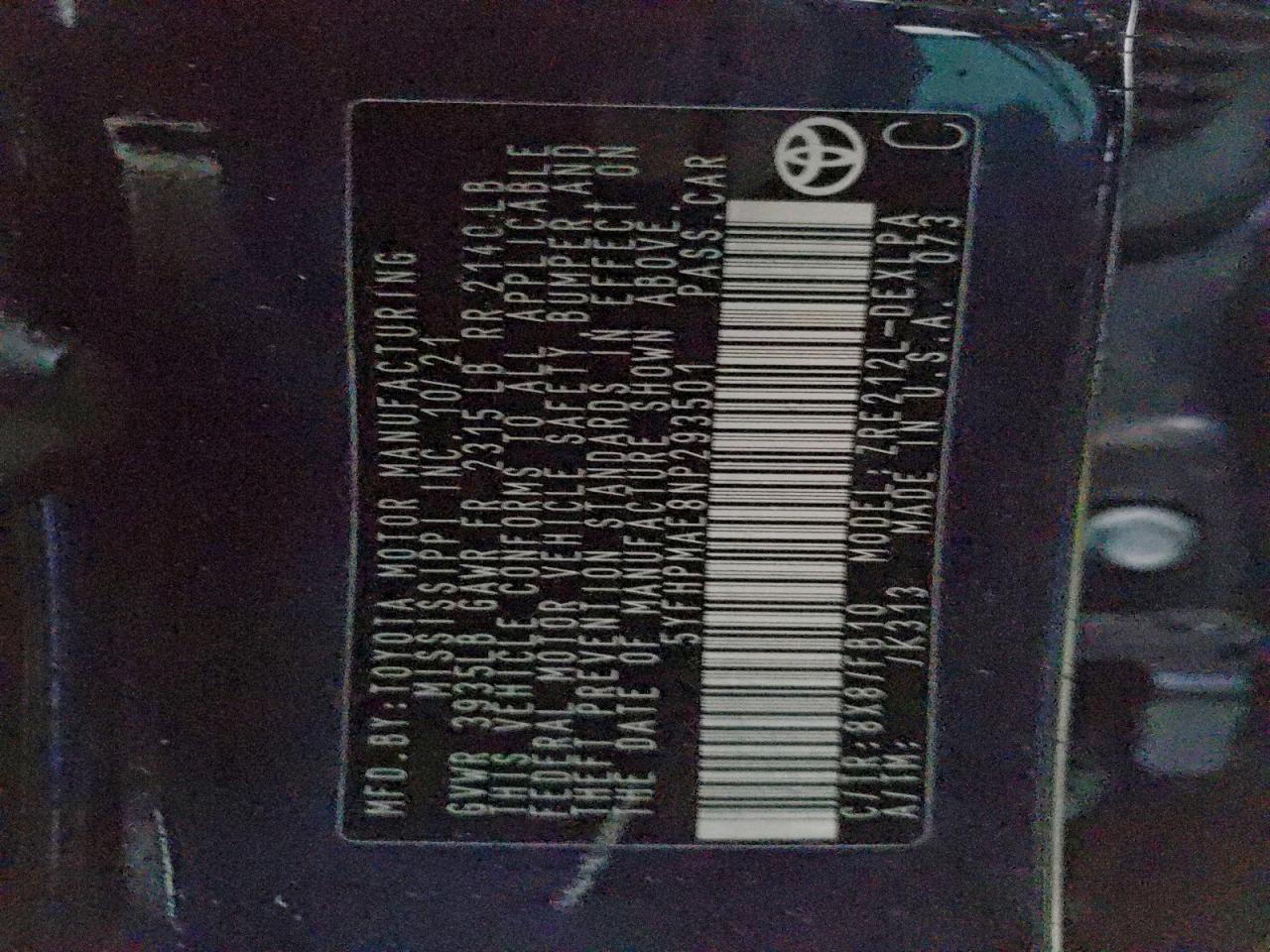 Lot #3312301801 2022 TOYOTA COROLLA LE